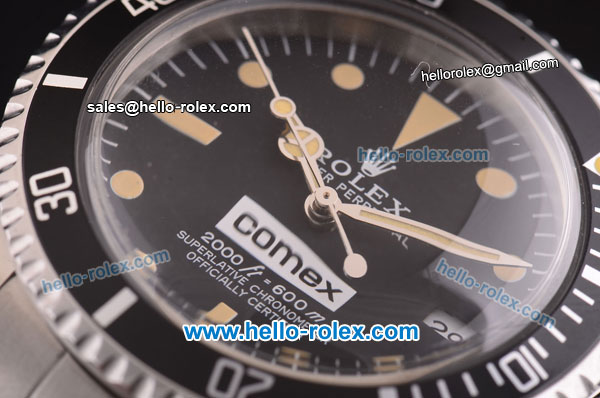 Rolex Submariner Comex Automatic Steel Case and Strap with Black Dial - ETA Coating - Click Image to Close